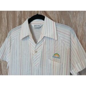 Lilly Dache Vintage 70's Disco  Polyester Polo Shirt Mens S Multicolor‎ Rainbow